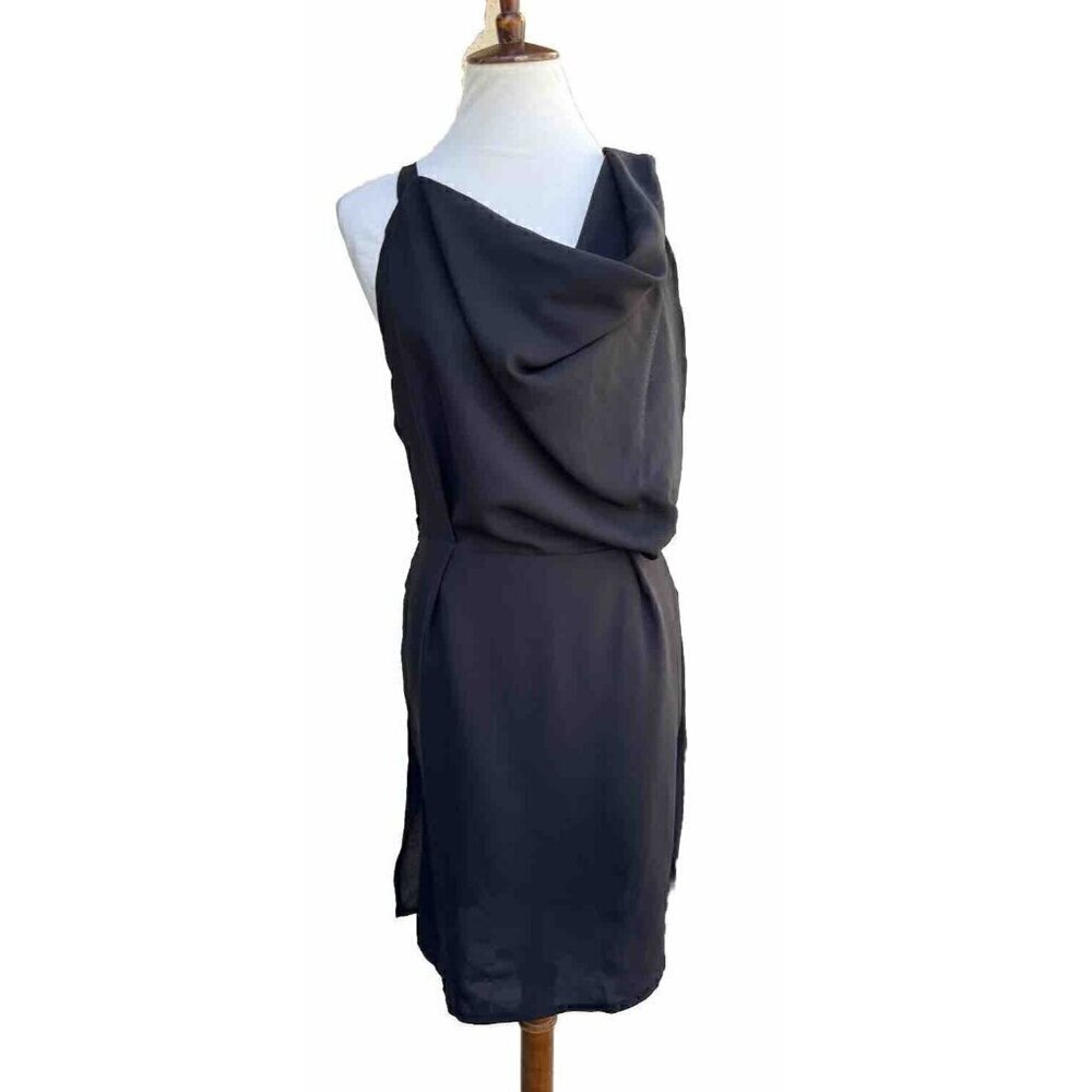 Lioness Women's Black Chiffon Asymmetric Shoulder Midtown Mini Dress Size L - Picture 14 of 14